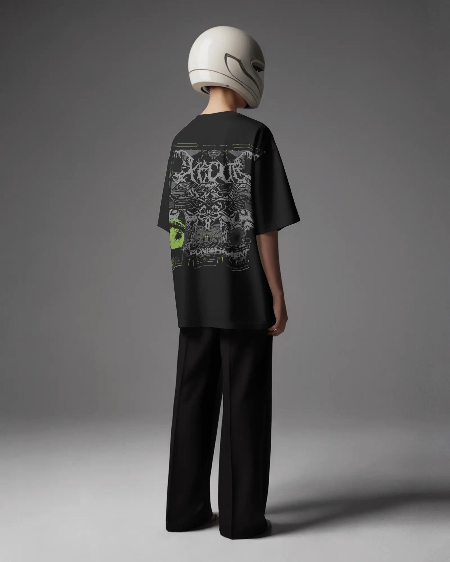 Capital Punishment Oversized Tee – Black | 100% Cotton, DTF Print